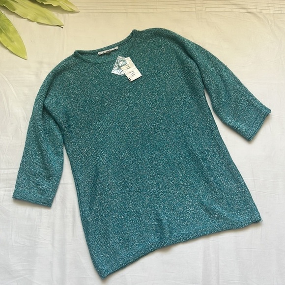 Nwt Cleo Peacock Metallic Pullover Sweater - Picture 4 of 9